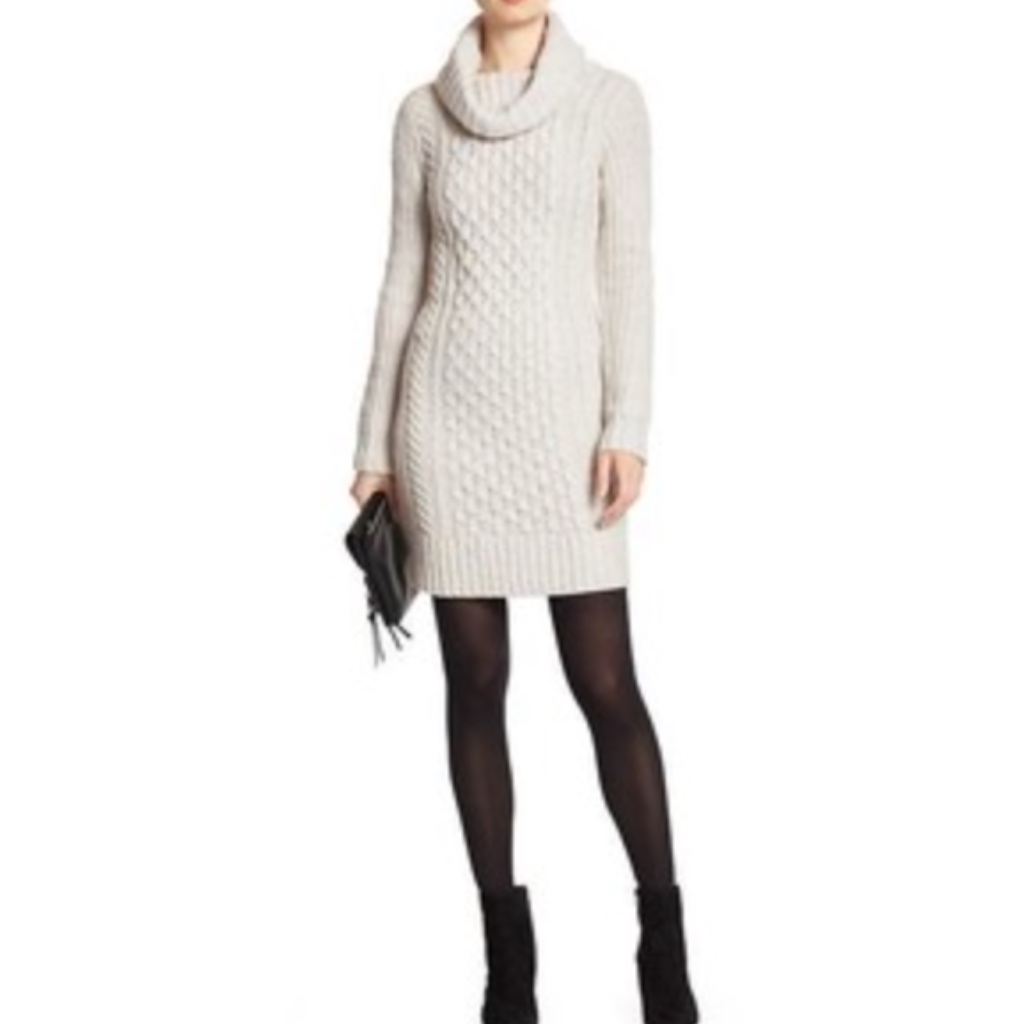 Euc Banana Republic Cable-Knit White Sweater Dress